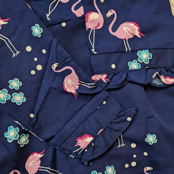 Flamingo long sleeve maxi dress navy blue - Picture 7 of 16